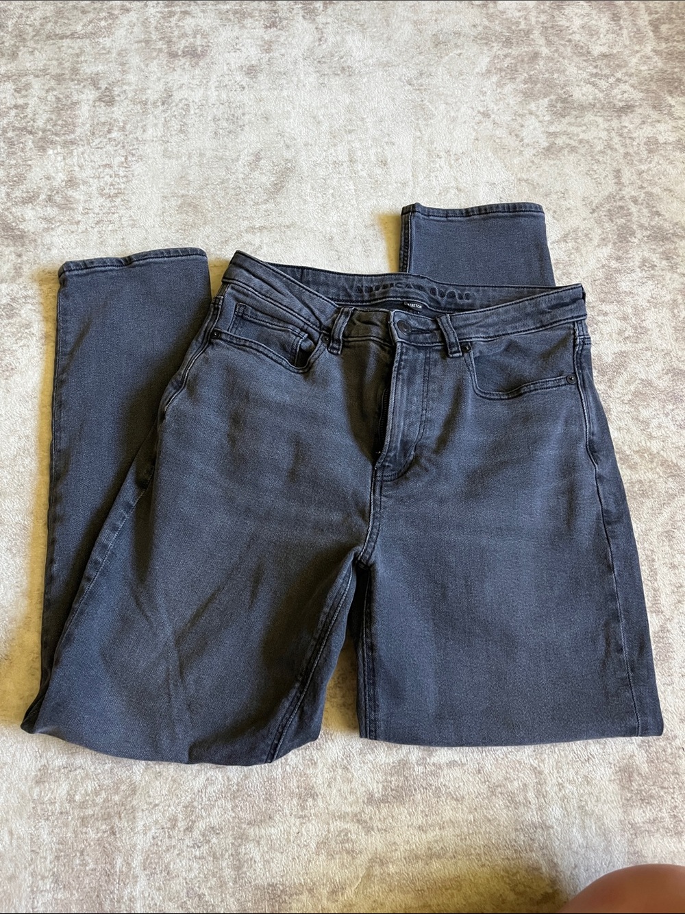 American Eagle Outfitters Women's Straight-Leg Jeans in Washed Black